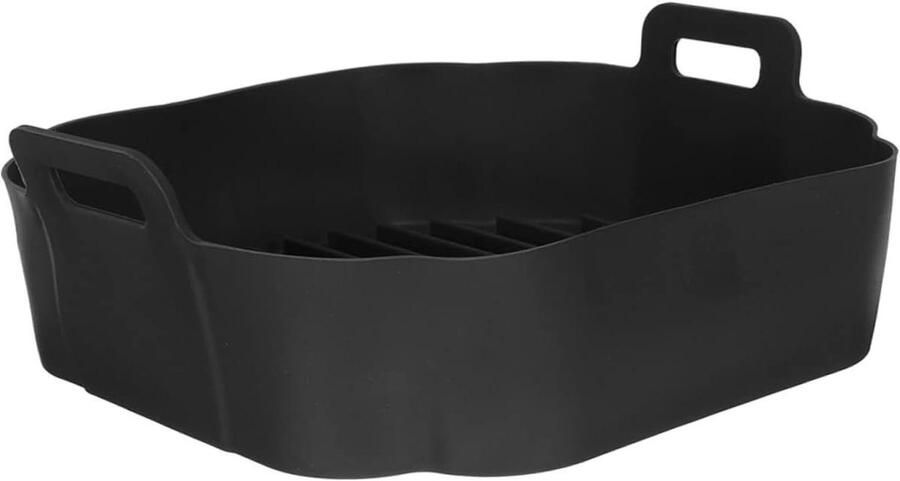 Siliconen Airfryer Pad Bakvorm Frituurmand Hygiënisch Bakken Antiaanbaklaag 21.5x19.7cm Zwart