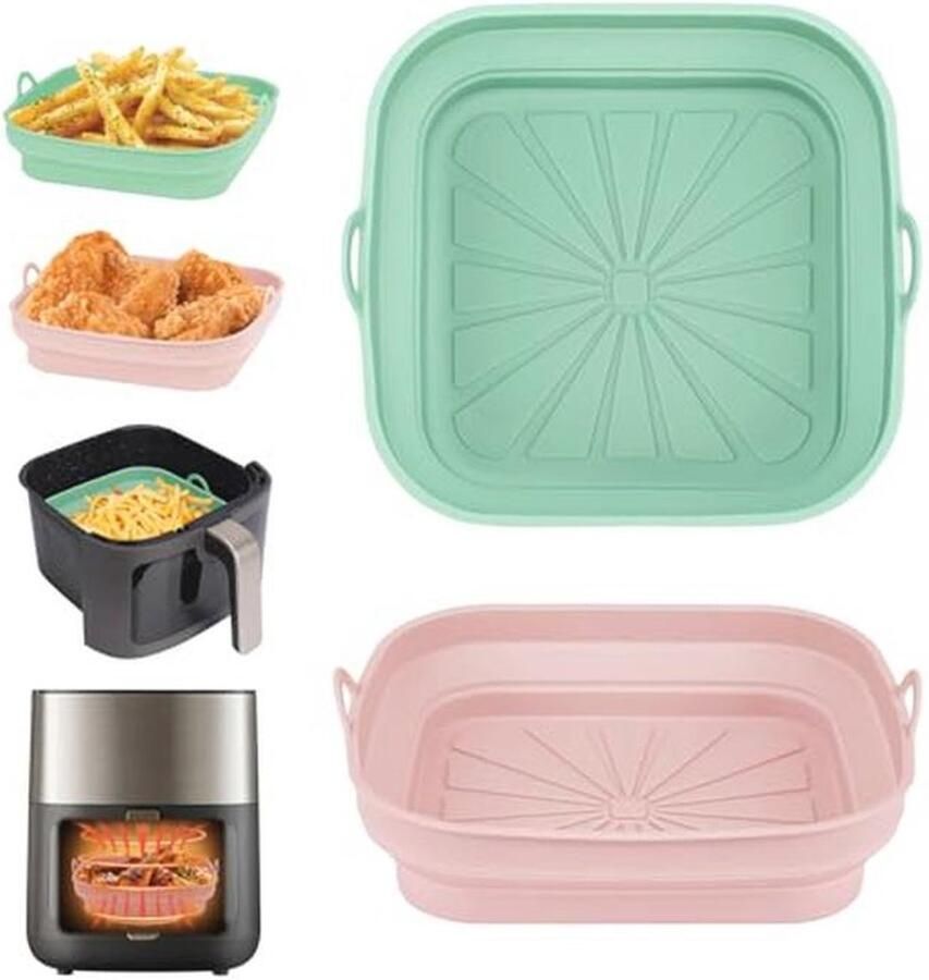 Siliconen Airfryer Pot en Pan Inleggers Herbruikbare Accessoires voor Magnetron en Oven
