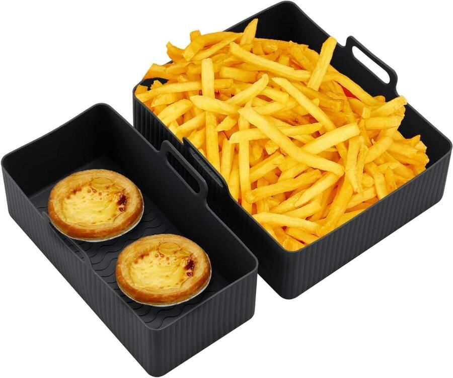 Siliconen Airfryer Voeringen Herbruikbare Bakvorm Gezond Koken Hittebestendig Siliconen 21 x 18 cm Zwart