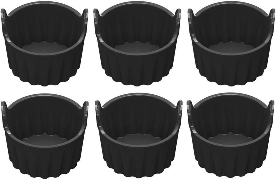Siliconen Bakbekers Muffin Vormpjes Airfryer Bakken Hittebestendig Antiaanbak 6 Stuks Zwart