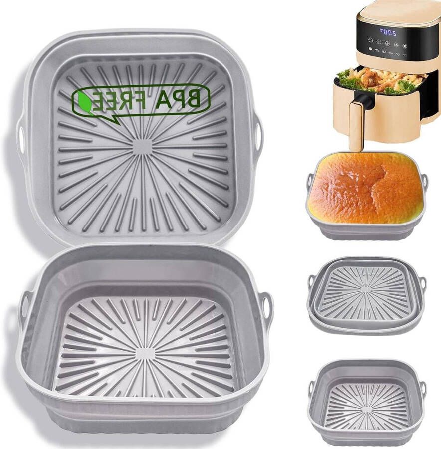 Siliconen bakje voor Airfryer 2 stuks 20 cm opvouwbaar herbruikbaar bakpapier accessoires Cosori Tristar Airfryer siliconen bakje