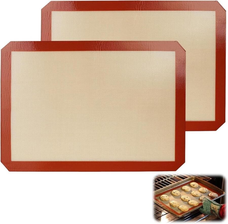 Siliconen bakmat Bakonderlegger oven Bakken en braden Hittebestendig en anti-aanbak 2 stuks 42x295 cm Rood