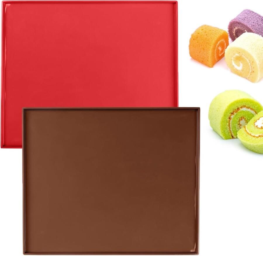 Siliconen Bakmat Bakplaat Mat Oven Gebruik Met Rand 30 x 25 cm Rood Bruin