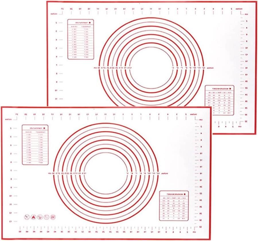 Siliconen bakmat Bakplaat mat Precisie bakken Met meetindicatoren 40x70 cm Rood