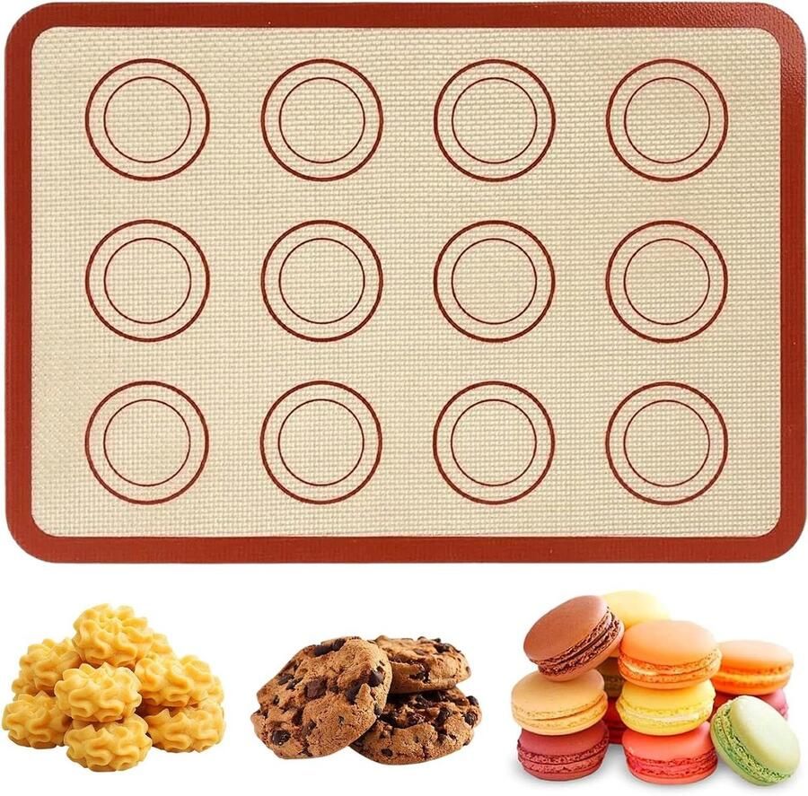 Siliconen bakmat Bakplaat onderlegger Koekjes bakken Met ronde markeringen 30 x 21 cm Grijs