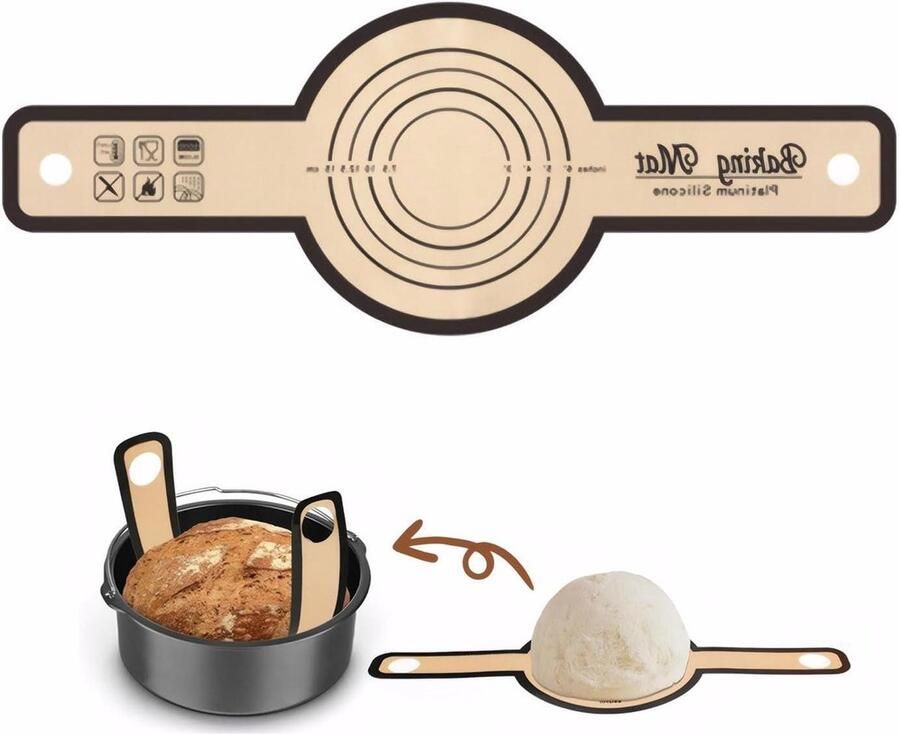 Siliconen Bakmat Broodbakmat Anti-aanbak Brood Bakken Met Lange Handgrepen 21 x 56 cm Grijs