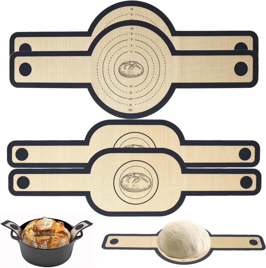 Siliconen Bakmat Broodbakmat Herbruikbaar Brood Bakken Extra Lange Handgrepen 56 x 8 cm Grijs