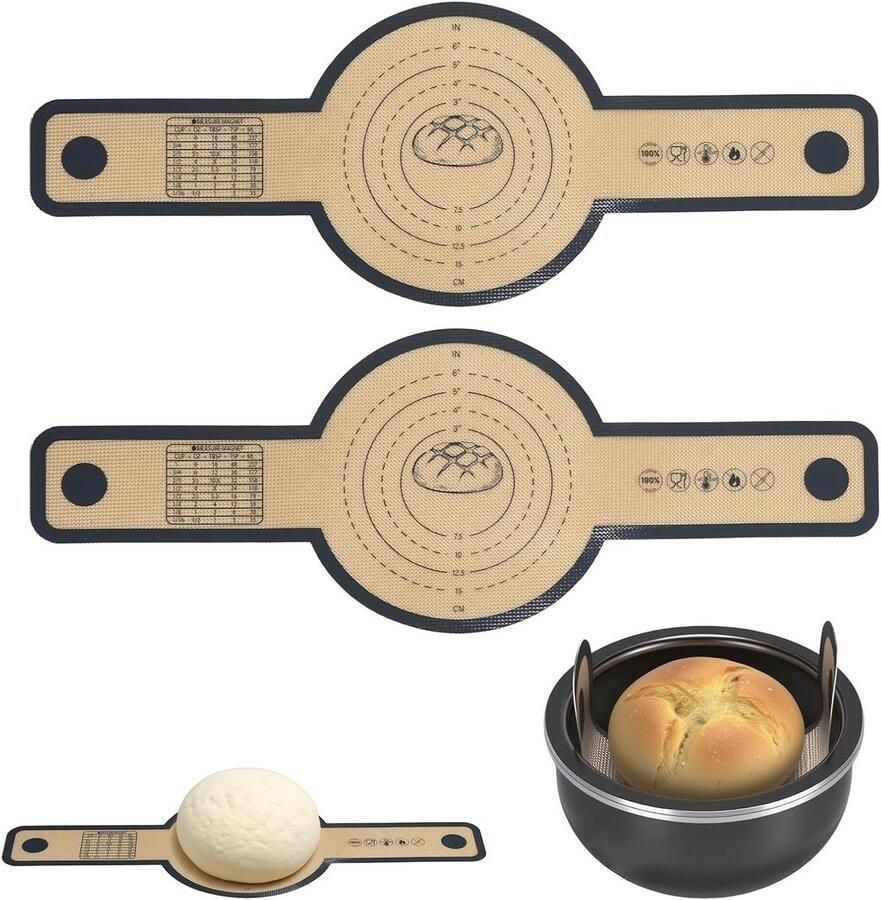 Siliconen Bakmat Broodmat Oven Bakken Brood Lange Handgrepen 2 stuks 21 cm Grijs