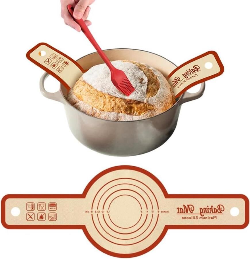 Siliconen bakmat Broodmat oven Brood bakken Lange handgrepen 19 cm handgreep Grijs
