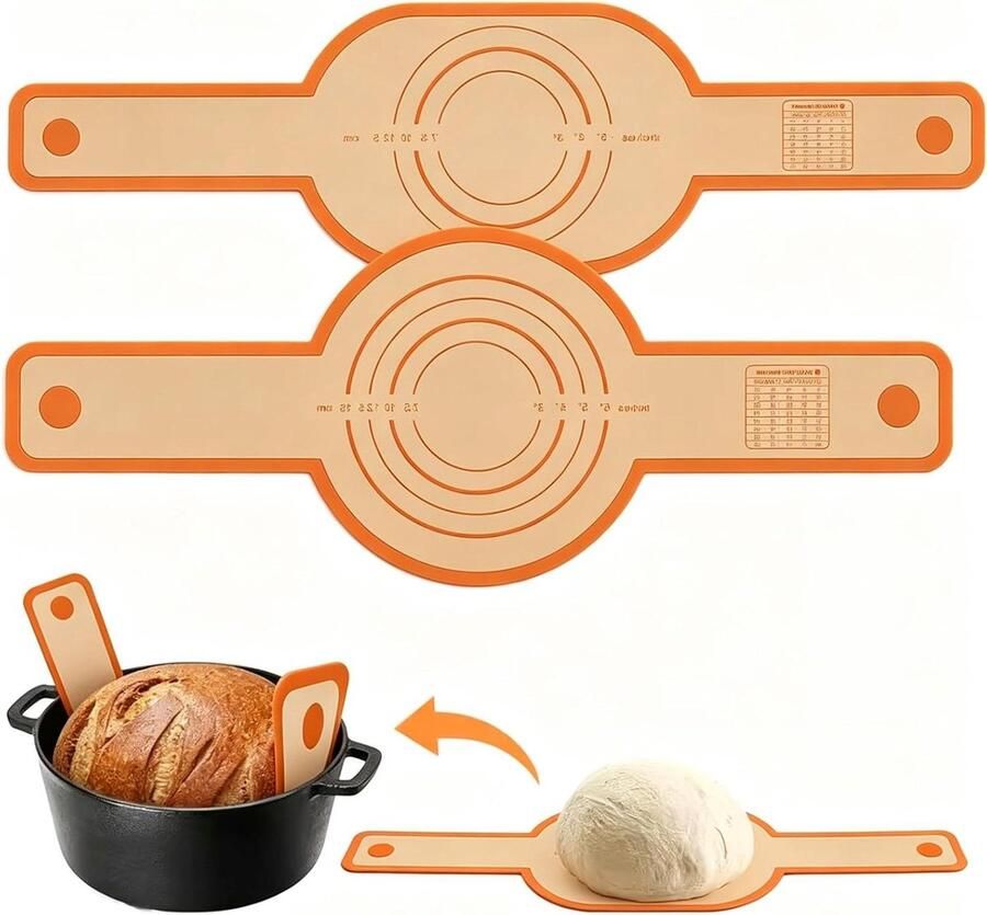 Siliconen Bakmat Broodmat Oven Brood Bakken Verlengde Handgrepen 2 Stuks Rond Ovaal Oranje