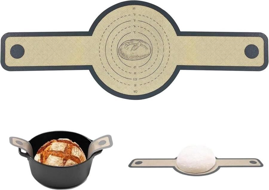 Siliconen bakmat Broodslinger deeg Brood bakken thuis Met lange handgrepen 55 x 21 cm Beige