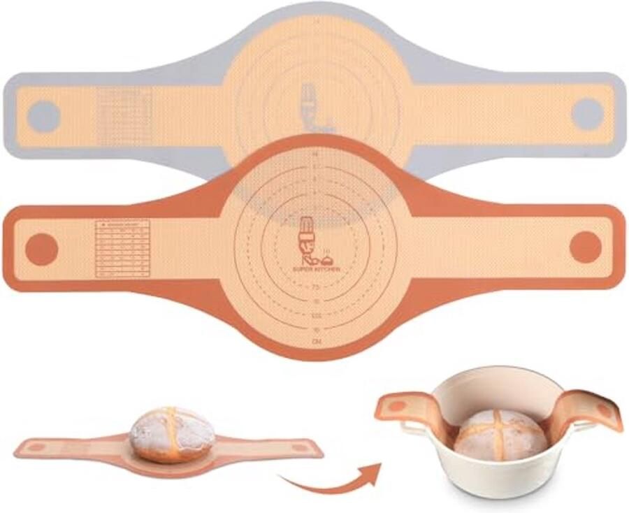 Siliconen Bakmat Broodslinger voor Dutch Oven Herbruikbaar met Lange Handvatten Antiaanbaklaag en Gemakkelijk Schoon te Maken Ideaal voor Sourdough en Broodbakken