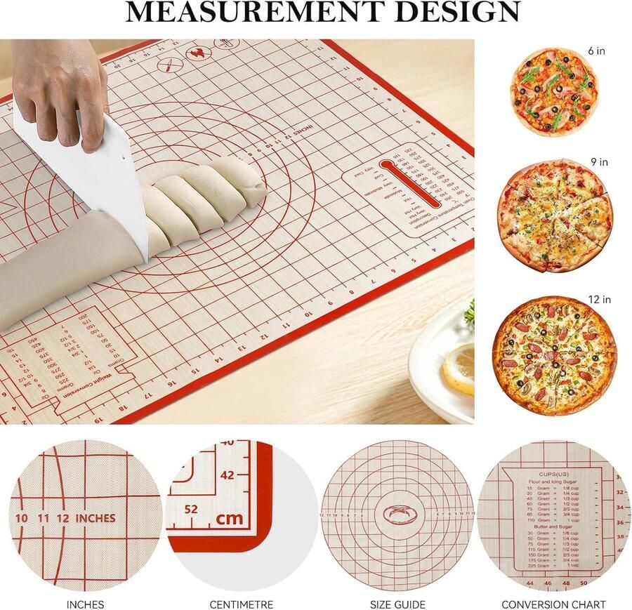 Siliconen Bakmat Deegmat Bakken en Koken Antislip en Hittebestendig 2 stuks 60x50cm Bruin