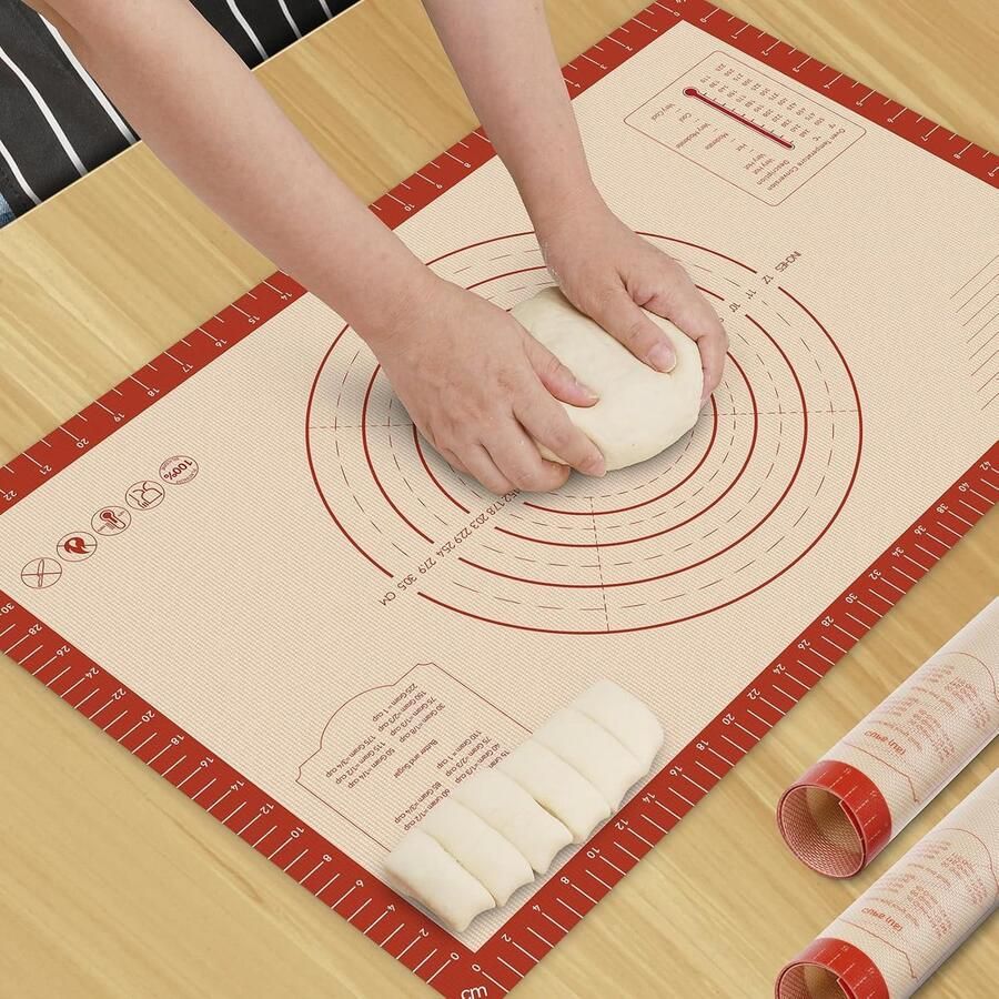 Siliconen bakmat Deegmat bakplaat Deeg rollen Verdikte anti-aanbaklaag 66 x 40.6 cm Rood