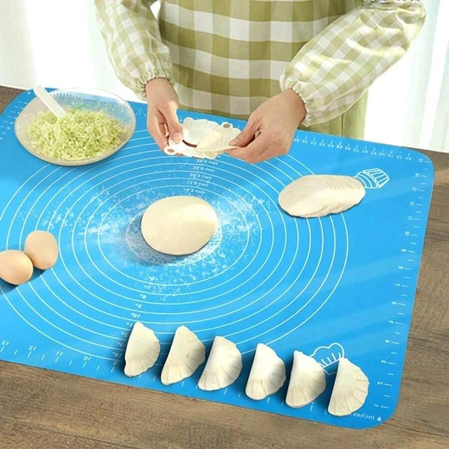 Siliconen Bakmat Deegmat Keuken Bakken en Koken Met Schaal 64 x 45 cm Blauw