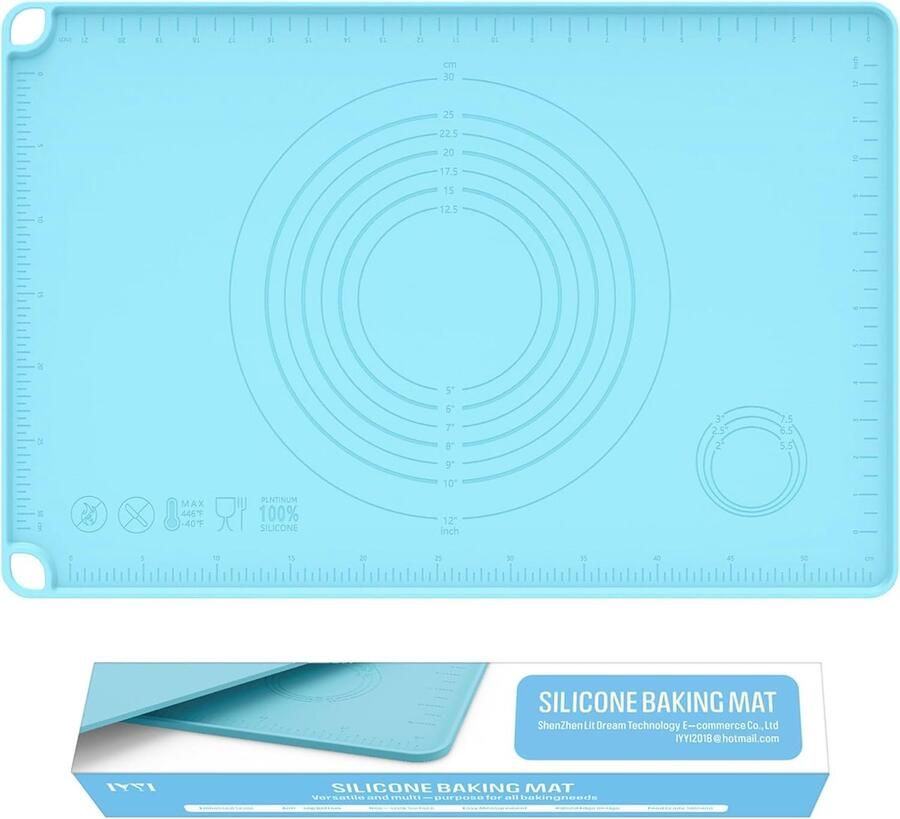 Siliconen bakmat Deegrolmat Bakken en koken Verhoogde rand 60 x 40 cm Blauw