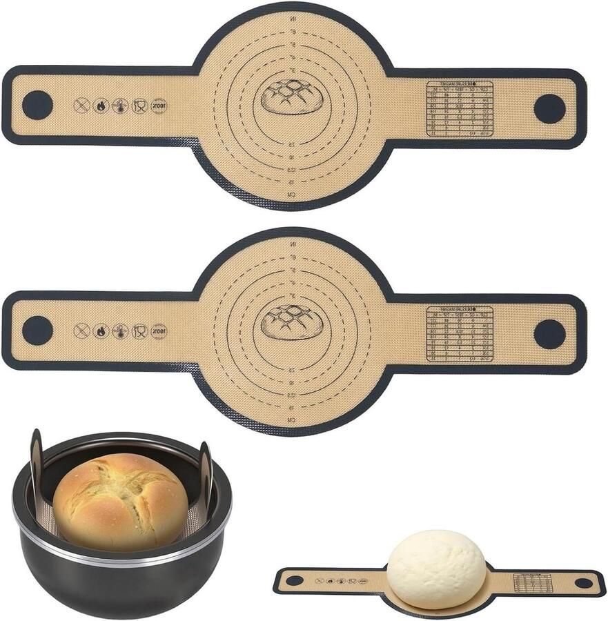 Siliconen bakmat Dutch Oven mat Brood bakken Extra lange handgrepen 2 stuks 21 cm Grijs