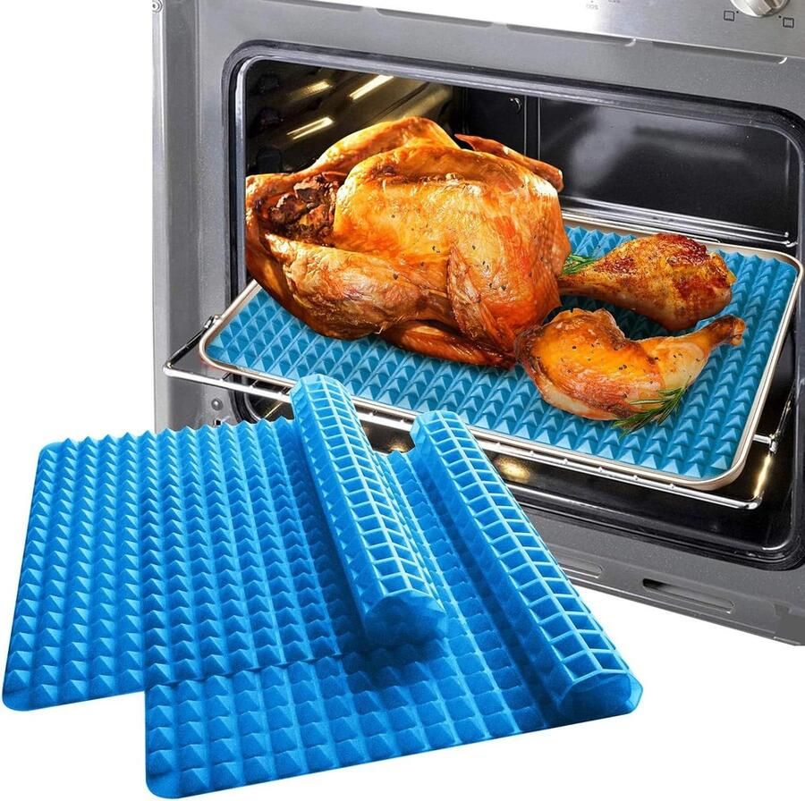 Siliconen Bakmat Oven Mat Gezond Bakken Non-stick Piramide 35 x 27 cm Rood Blauw