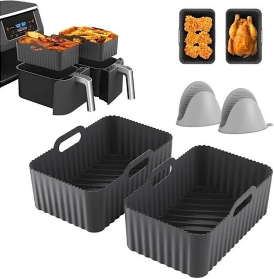 Siliconen bakmat voor airfryer Rechthoekige siliconen bakmat Herbruikbaar Airfryer accessoire Geschikt voor alle airfryers met dubbele laag en een inhoud van 7 6 tot 10 4 liter
