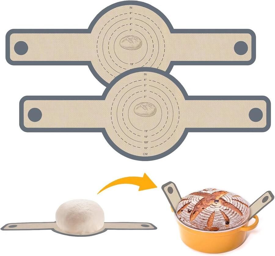 Siliconen Bakmat voor Dutch Oven 21x56cm Herbruikbaar met Lange Handgrepen