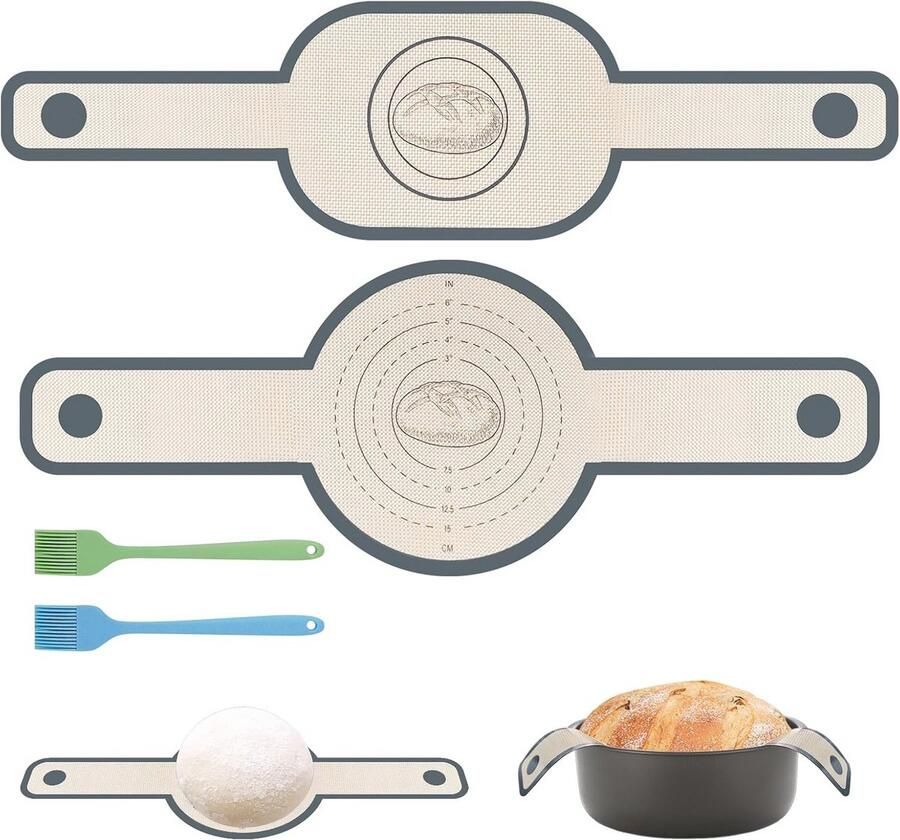 Siliconen Bakmat voor Dutch Oven Herbruikbare Bakaccessoires met Handvat & Borstels