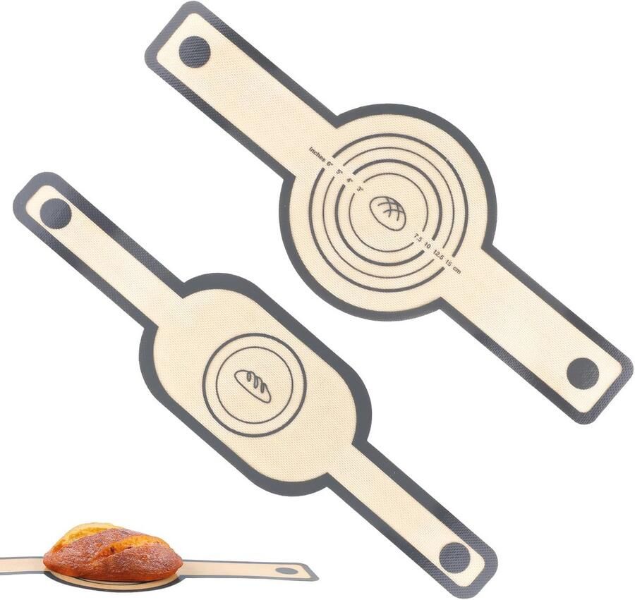 Siliconen Bakmat voor Oven 2 Stuks Rond en Ovaal Herbruikbaar met Lange Handgrepen