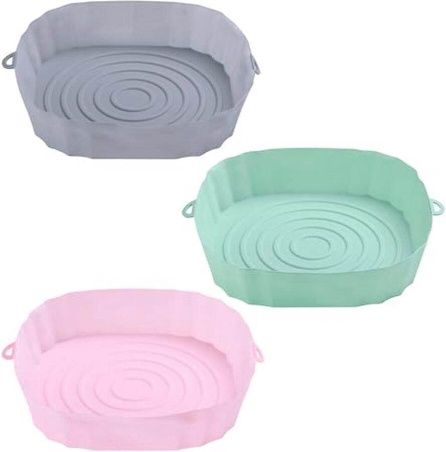 Siliconen Bakmatjes voor Airfryer 3 Stuks 18x4.5cm Herbruikbare en Hittebestendige Baktray voor Oven en Magnetron