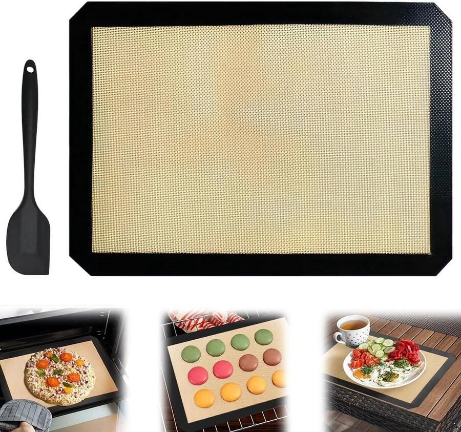 Siliconen Bakmatten Bakonderlegger Oven Bakken Koekjes Brood Antiaanbaklaag 42 x 29.5 cm Grijs