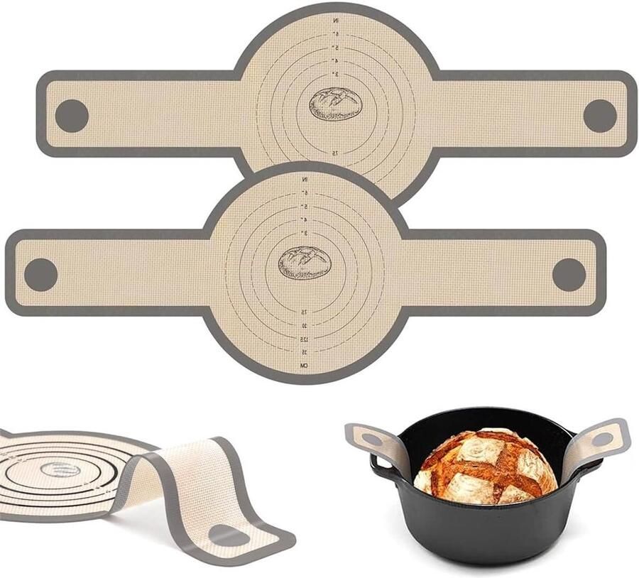 Siliconen Bakmatten Bakplaten Brood Bakken Hittebestendige Handgrepen Set van 2 Grijs
