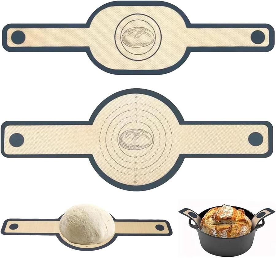 Siliconen Bakmatten Broodbakmatten Bakken in Oven Met Lange Handgrepen Set van 2 Zwart