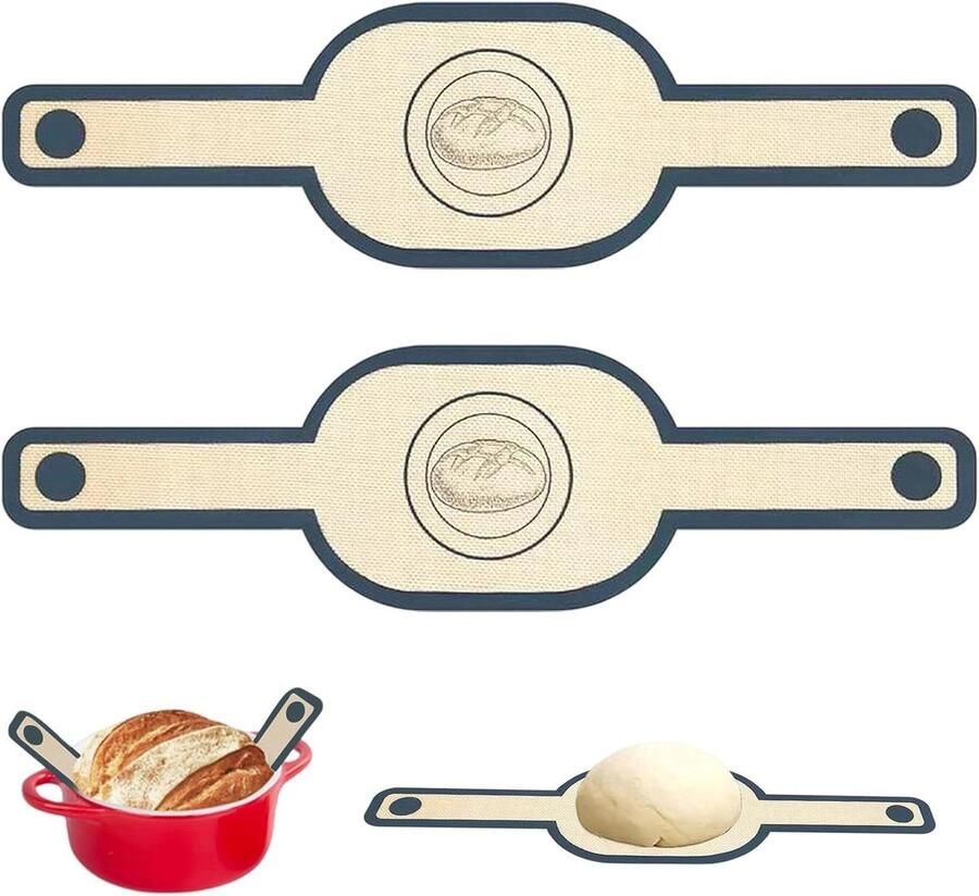 Siliconen Bakmatten Broodmatten Oven Brood Bakken Met Lange Handgrepen 2 Stuks Zwart