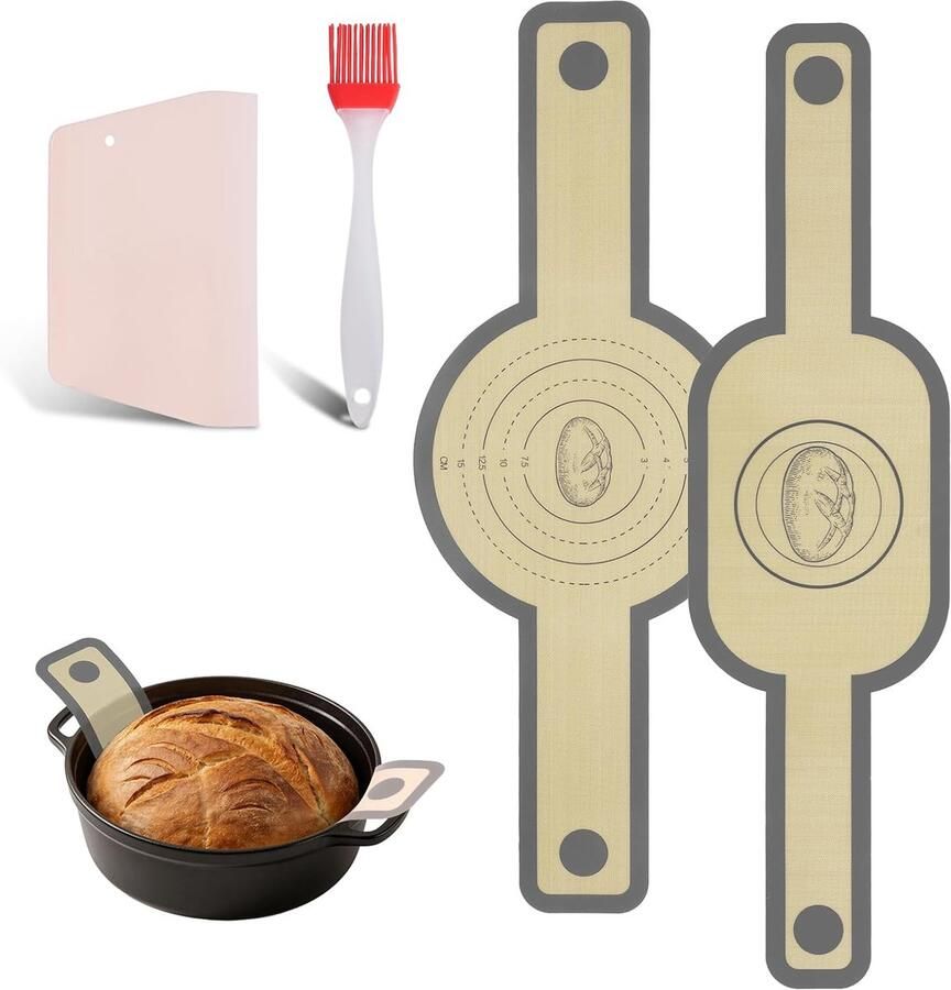 Siliconen Bakmatten Broodsling Dutch Oven Zuurdesem Pizza Bakken Hittebestendig Antiaanbak 58x16 cm Grijs