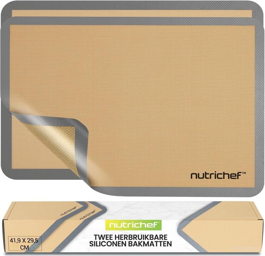Siliconen Bakmatten Herbruikbare Deegmatten Bakplaat Bekleden Set van Twee 62 x 42 cm Grijs