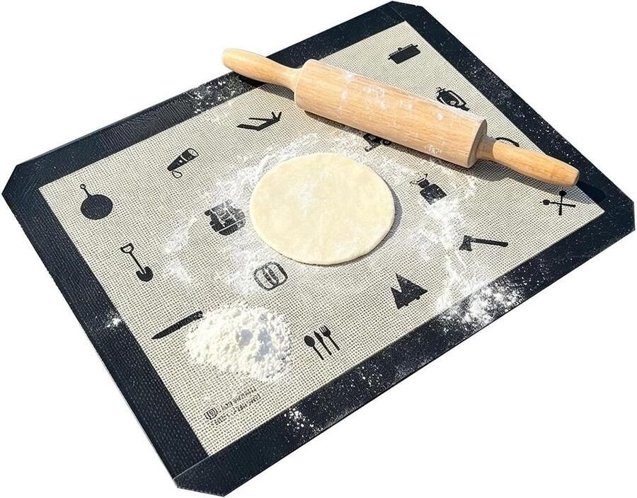 Siliconen Bakmatten Herbruikbare Voedselmat Bakken en Koken Hittebestendig Antislip 30 x 40 cm Zwart