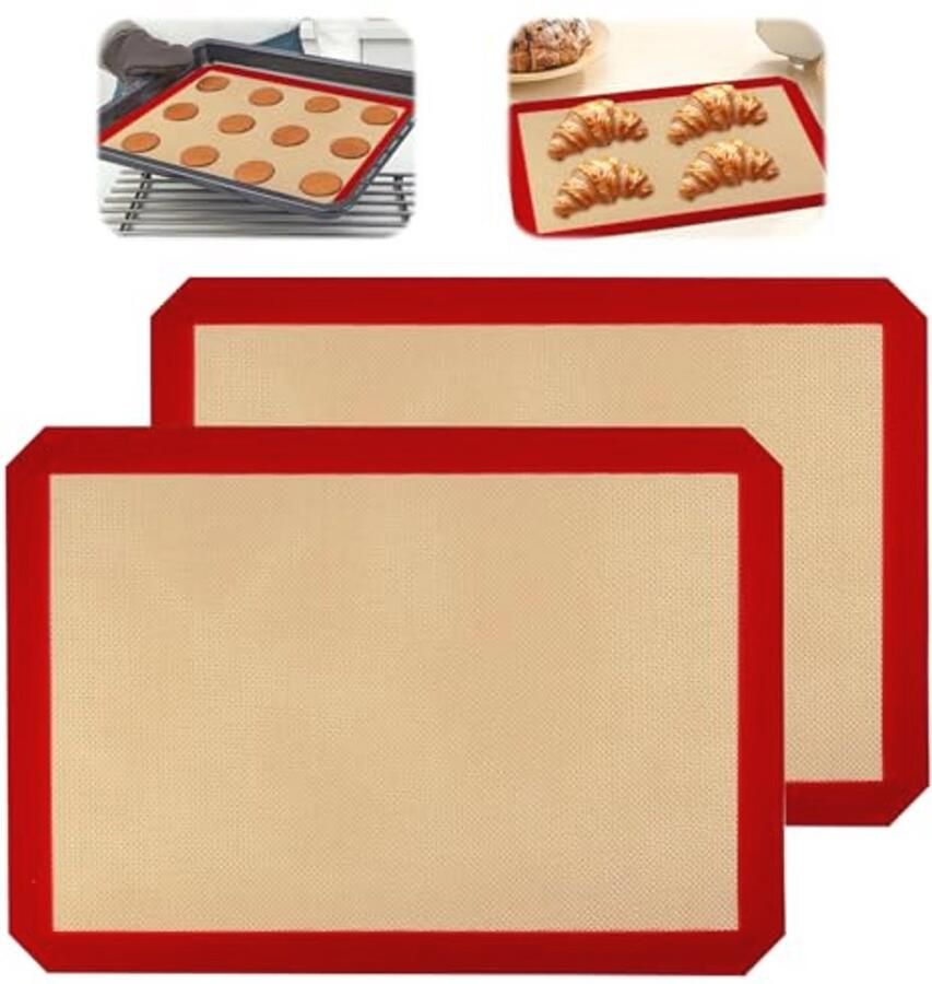 Siliconen bakmatten voor bakplaat 2 stuks 30x40 cm BPA-vrij en antiaanbaklaag