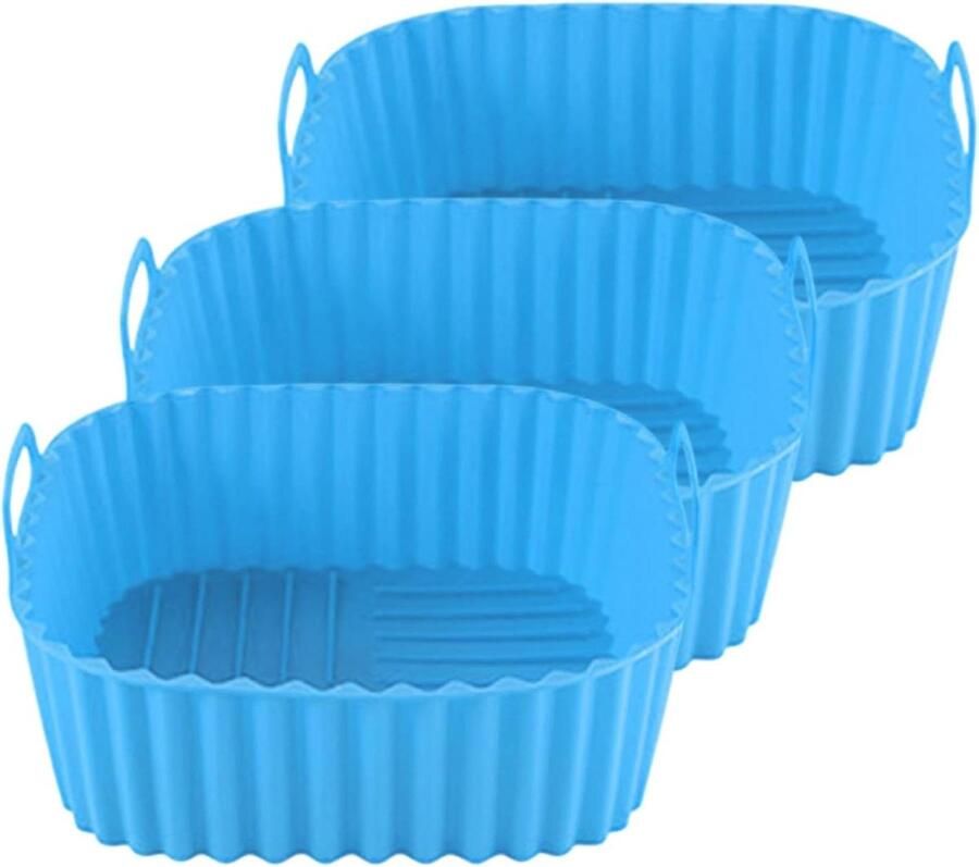 Siliconen Bakpan Friteuse Mand Gelijkmatig Koken Vaatwasmachinebestendig 3 stuks Blauw