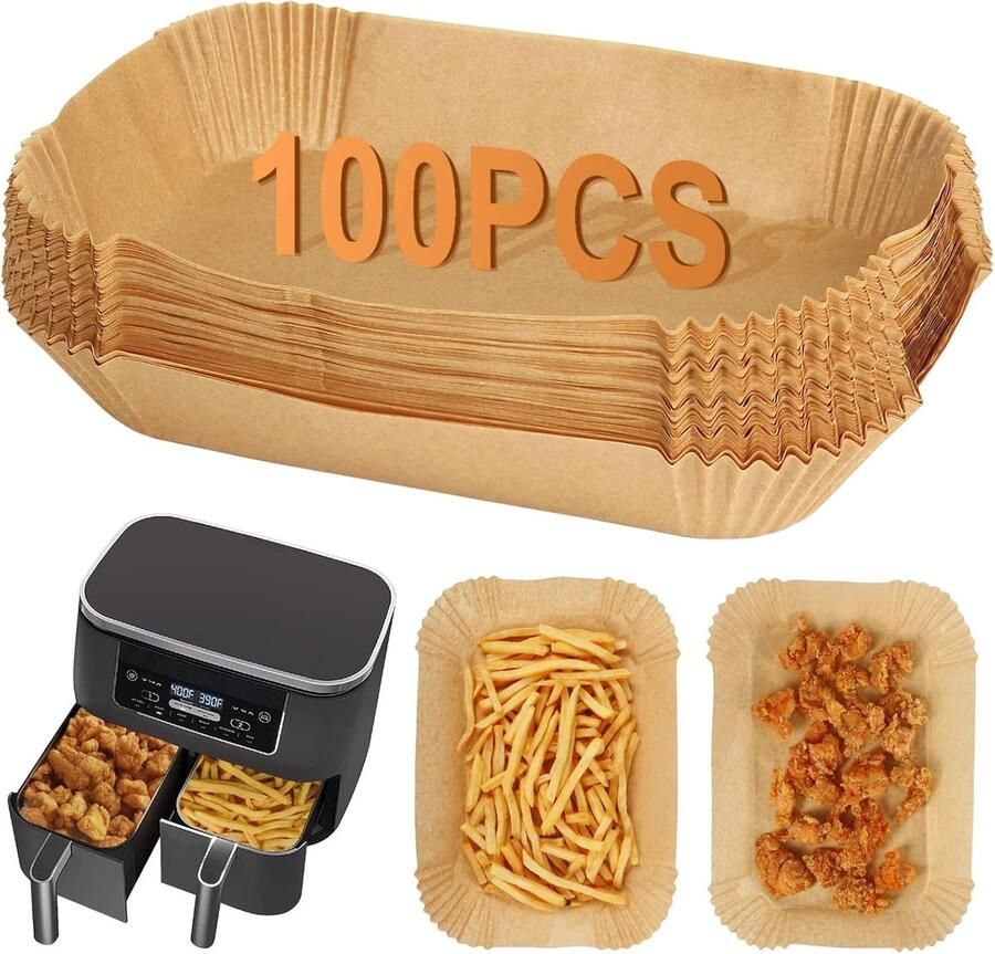 Siliconen bakpapier Geschikt voor Airfryer-liners Compatibel met Dual-Zone friteuses 100 stuks