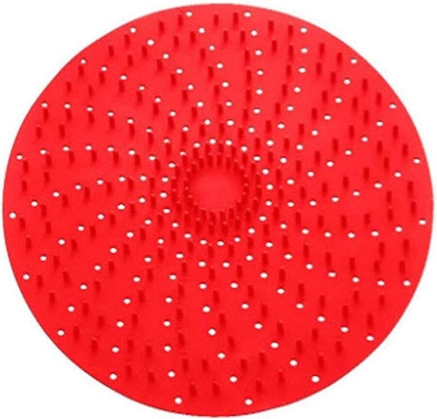 Siliconen Bakplaat Airfryer Mat Voedsel Bereiden Geperforeerd Ontwerp 20 cm Diameter Rood