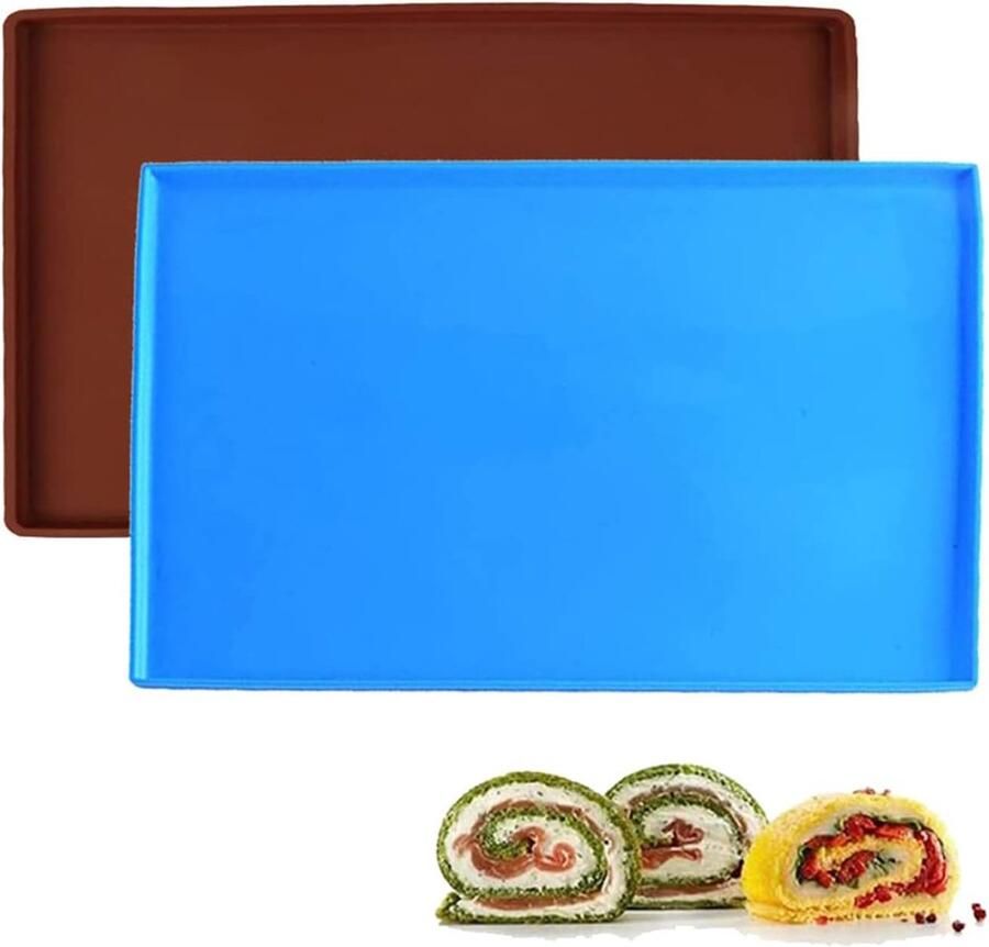 Siliconen Bakplaat Bakmat Set Broodjes Koekjes Maken Hittebestendig Elastisch 31x26 cm Grijs