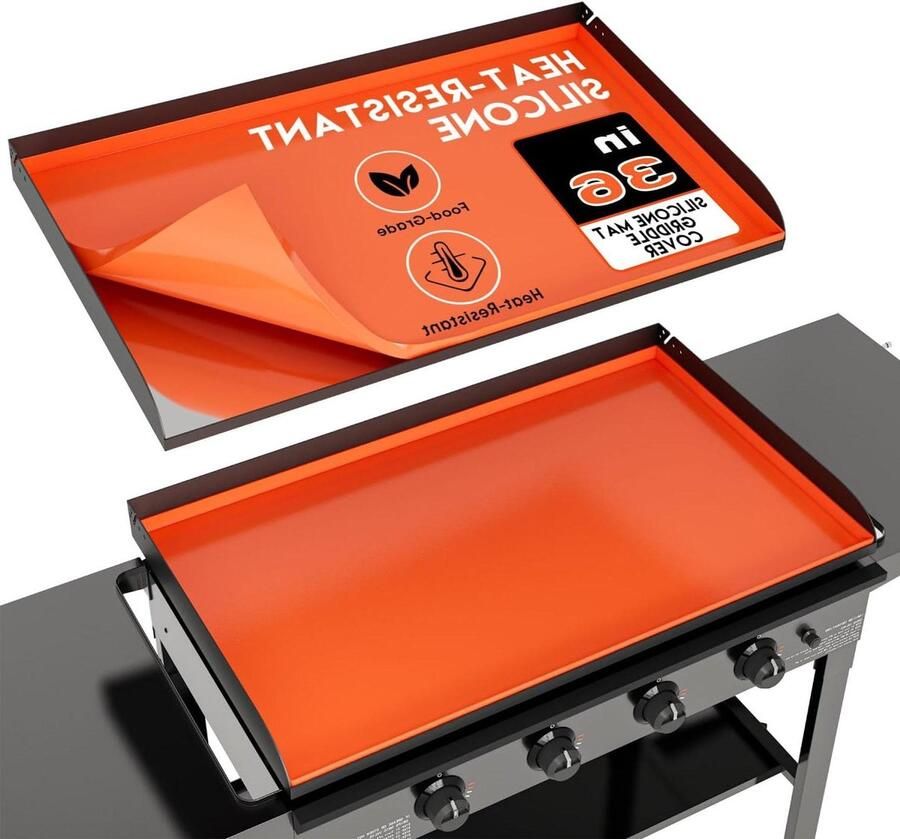 Siliconen Bakplaat Mat Grill Cover Protector Bakplaat Beschermen Food Grade Siliconen 2mm Dik 71 cm Oranje