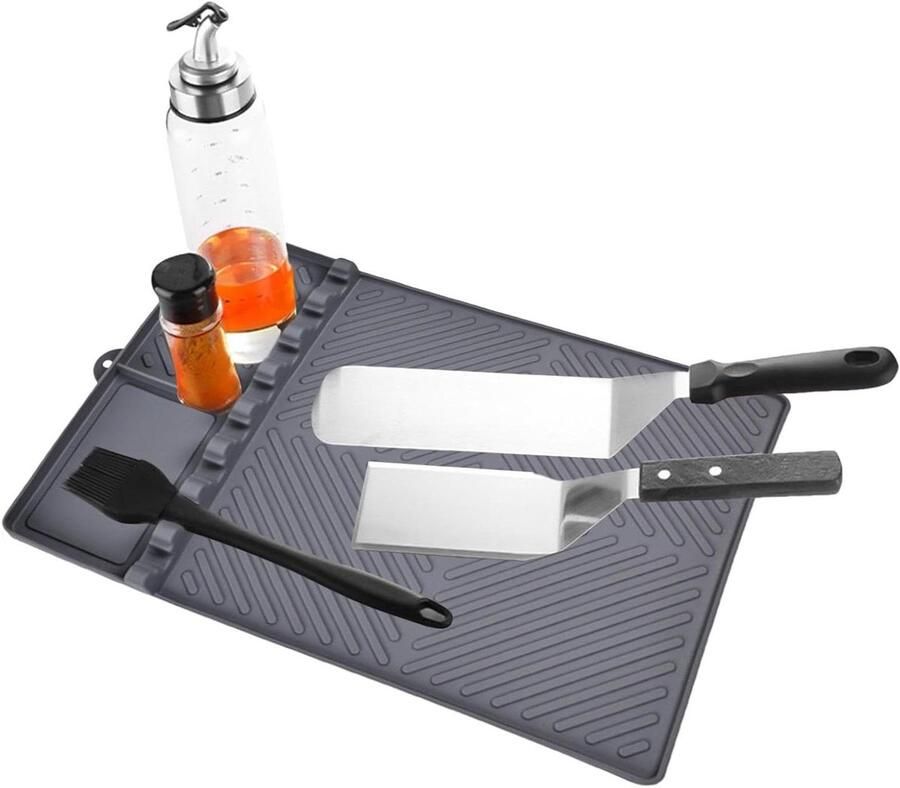 Siliconen Bakplaat Mat Spatel Houder Keuken Organiseren Hittebestendig Ontwerp 40.5 x 29.5 cm Grijs