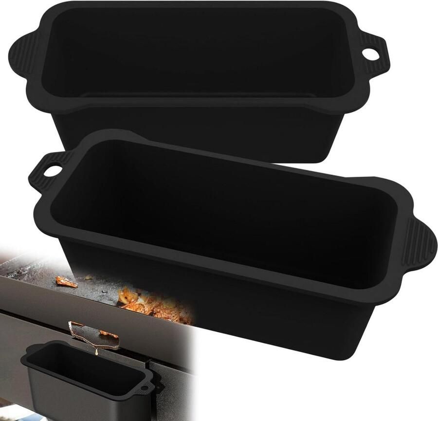 Siliconen Bakplaat Opvangbakjes Vet Opvangbakjes Grillen Schoonhouden Herbruikbaar Hittebestendig 2 stuks Zwart