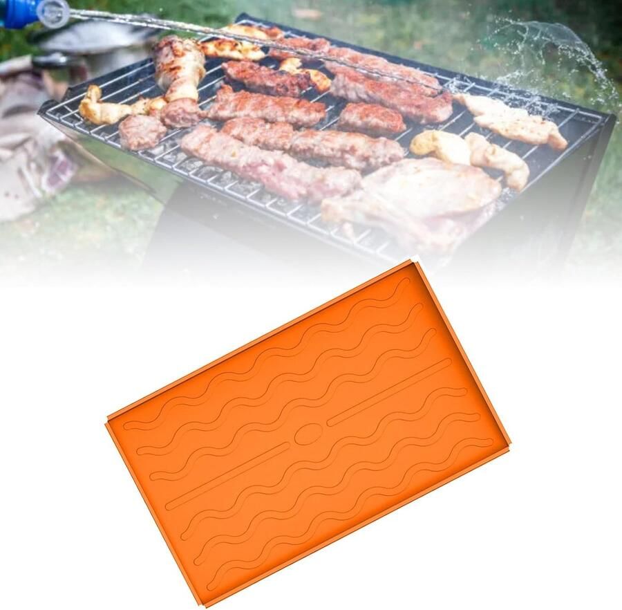 Siliconen Bakplaatmat BBQ Grillhoes Schoon Koken All-inclusive Stijl 30 x 25 cm Oranje