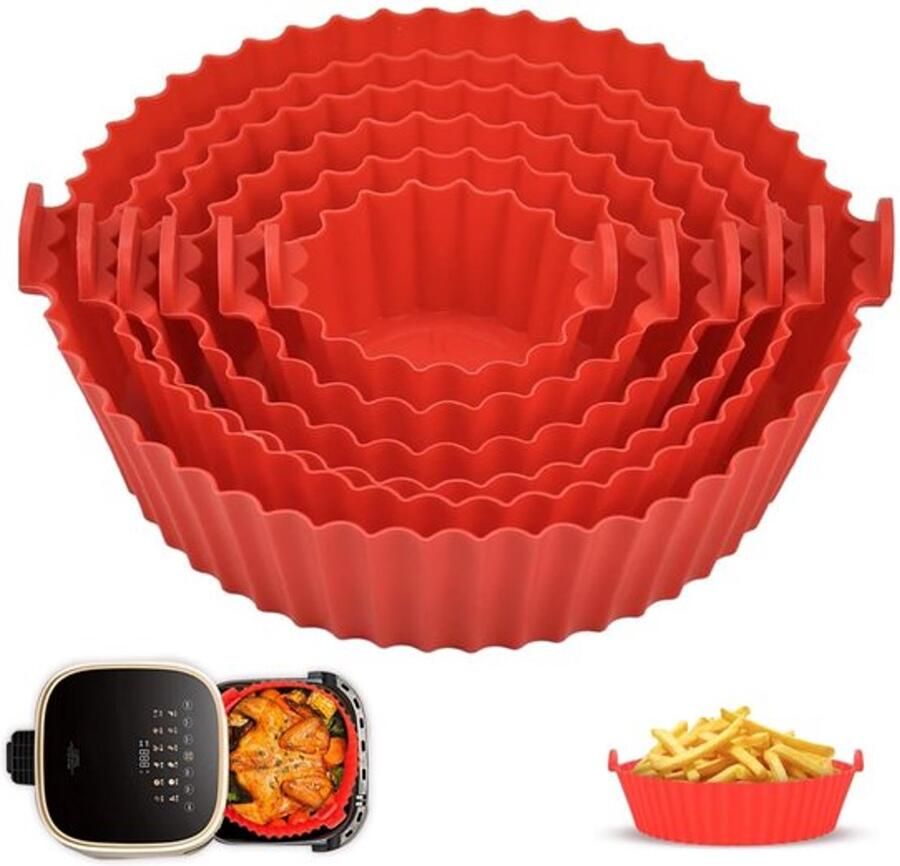 Siliconen Bakvorm 6 Stuks Hittebestendig tot 240 °C Geschikt voor Airfryer Oven Magnetron BPA-vrij Flexibel en Vaatwasmachinebestendig
