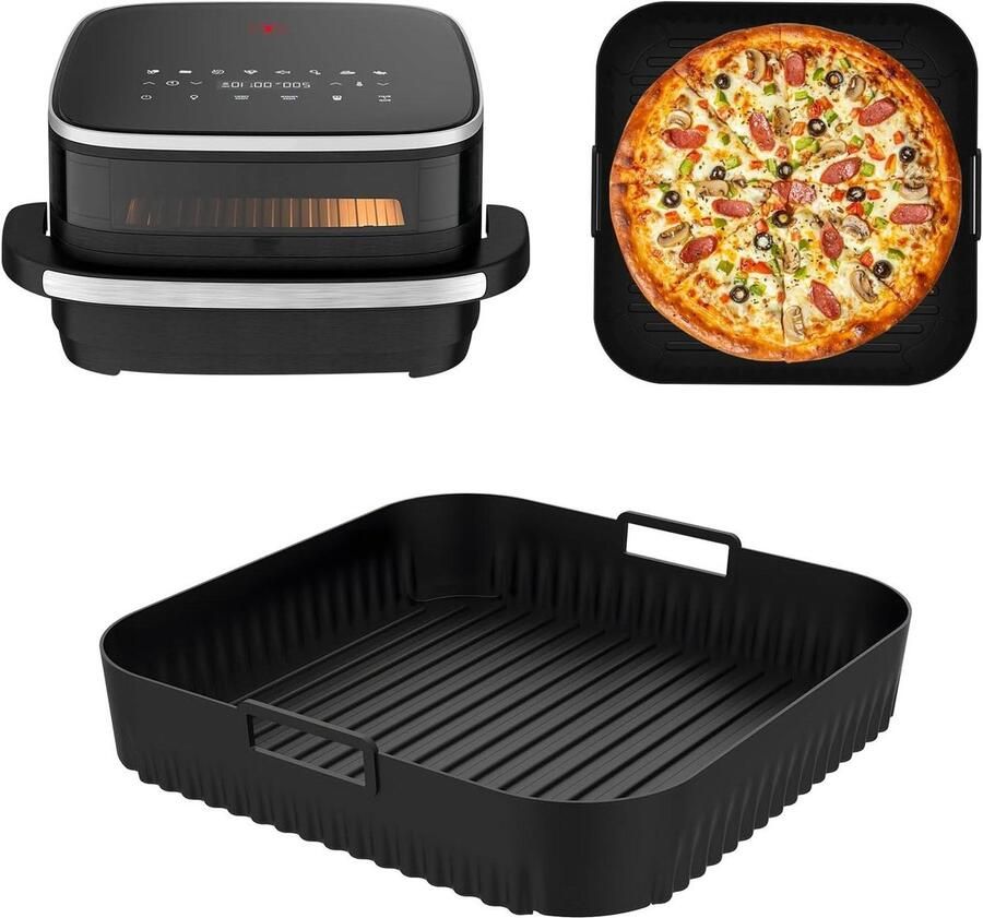 Siliconen Bakvorm Airfryer Accessoire Bakken en Braden Hittebestendig Materiaal 19 cm Grijs