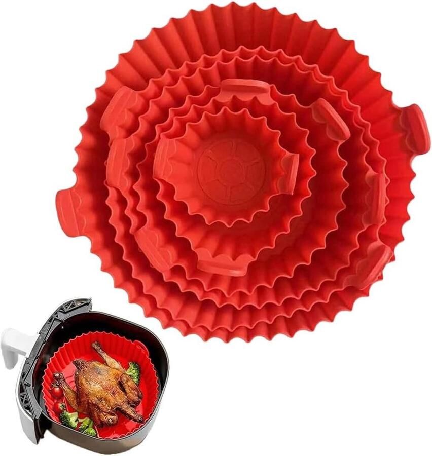 Siliconen bakvorm Airfryer accessoires Veelzijdig koken BPA-vrij materiaal 6 stuks Zwart