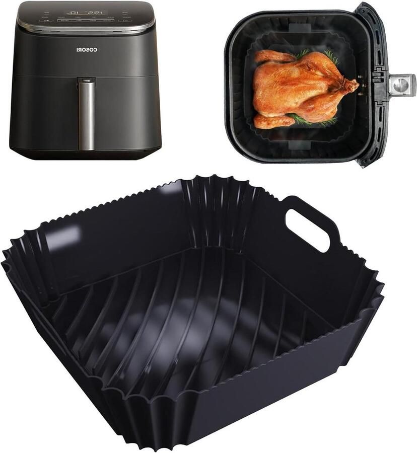 Siliconen bakvorm Airfryer inzet Luchtfrituren Groefontwerp 6 liter Grijs