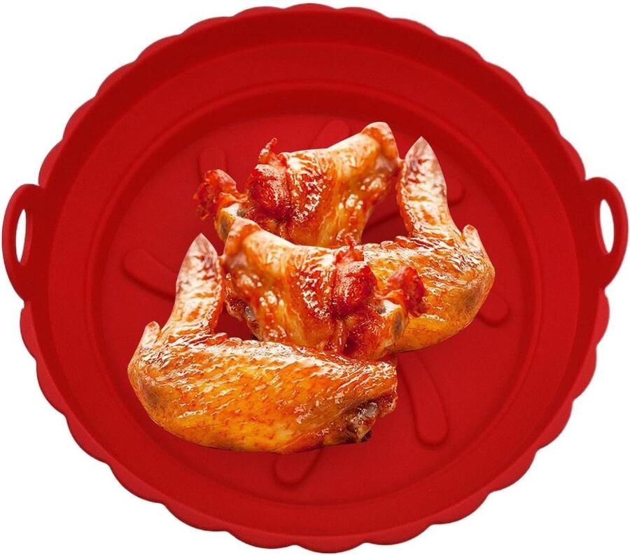 Siliconen Bakvorm Airfryer Liner Luchtfrituren Herbruikbaar 20 cm Rood
