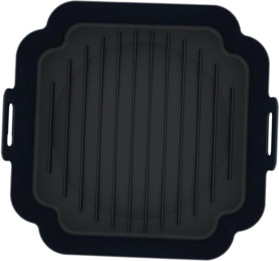 Siliconen Bakvorm Airfryer Mand Gemakkelijk Bakken Antiaanbaklaag 21.5 cm Zwart