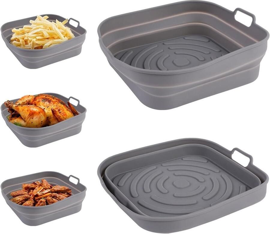 Siliconen Bakvorm Friteuse Inzetstuk Gezond Koken Optimale Luchtcirculatie 20 x 58 cm Grijs